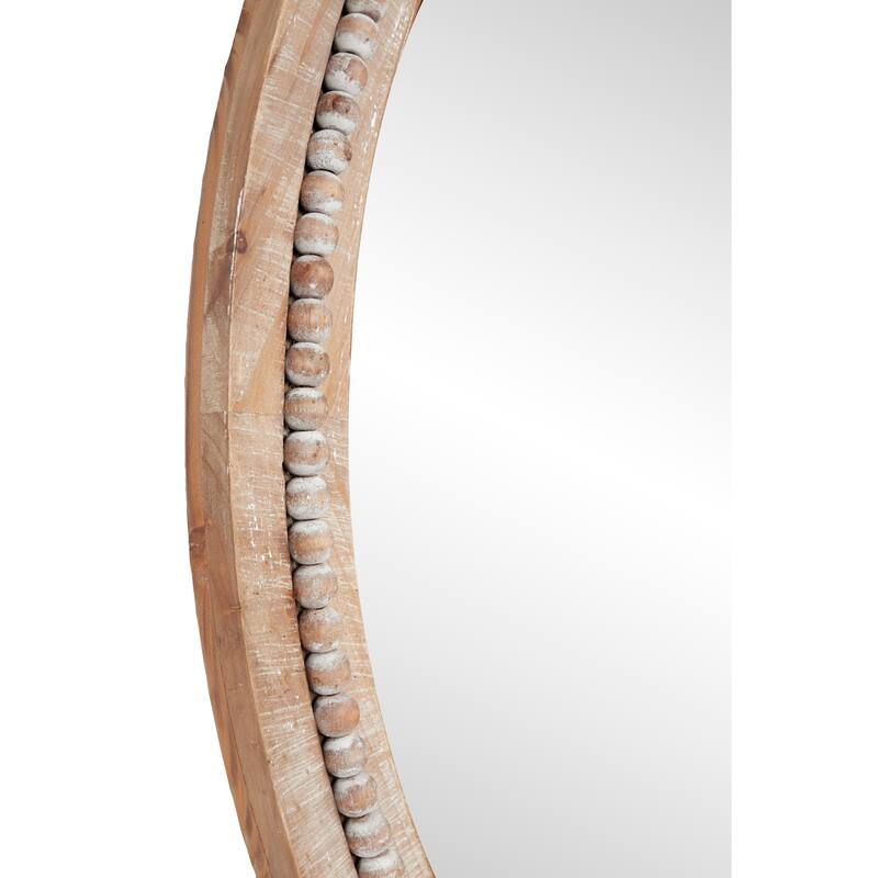 Contemporary Wood Distressed Wall Mirror with Beaded Detailing - Brown or White