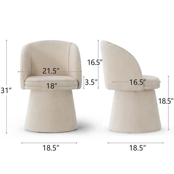 dimension image slide 3 of 8, 21.5" Wide Upholstered Swivel Barrel Vanity Stool with Pedestal Base