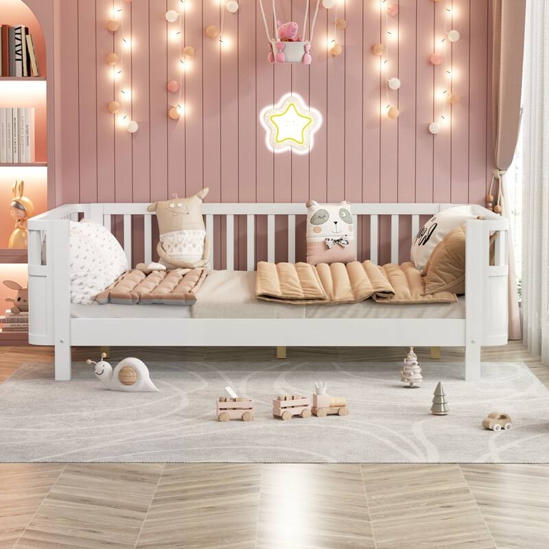 Wood Low Profile Bed with Rails