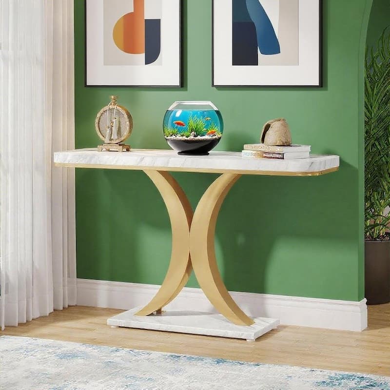 39.4" Modern Industrial Console Table Wood Grain - 39.37" x 11.81" x 32.48"