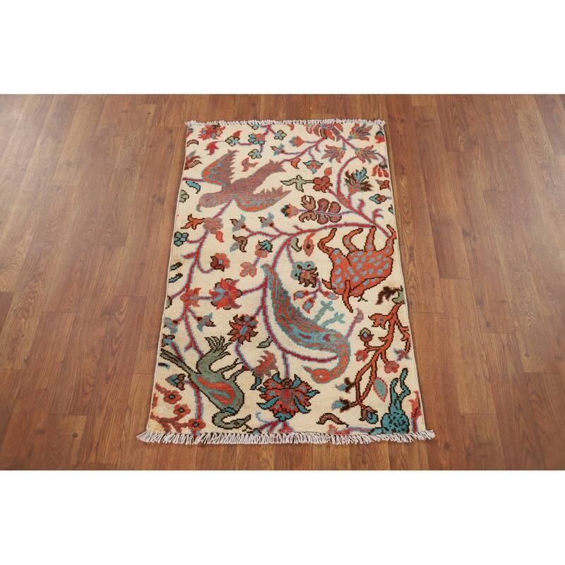 Animals Design Ziegler Accent Rug Handmade Wool Carpet - 2'1" x 3'1"