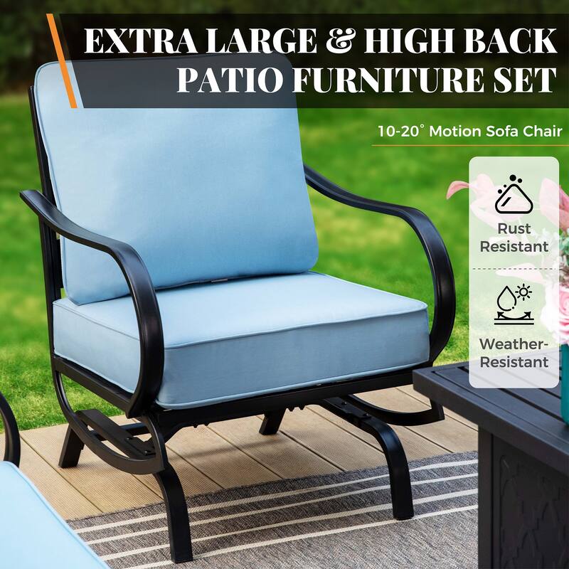 MAISON ARTS Patio Conversation Set 5 Pieces with 28'' Gas Fire Pit Table