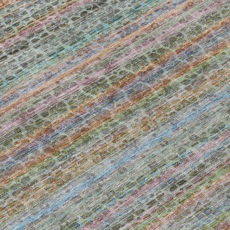 Machine Washable Indoor/Outdoor Transitional Striped Chantille Rug