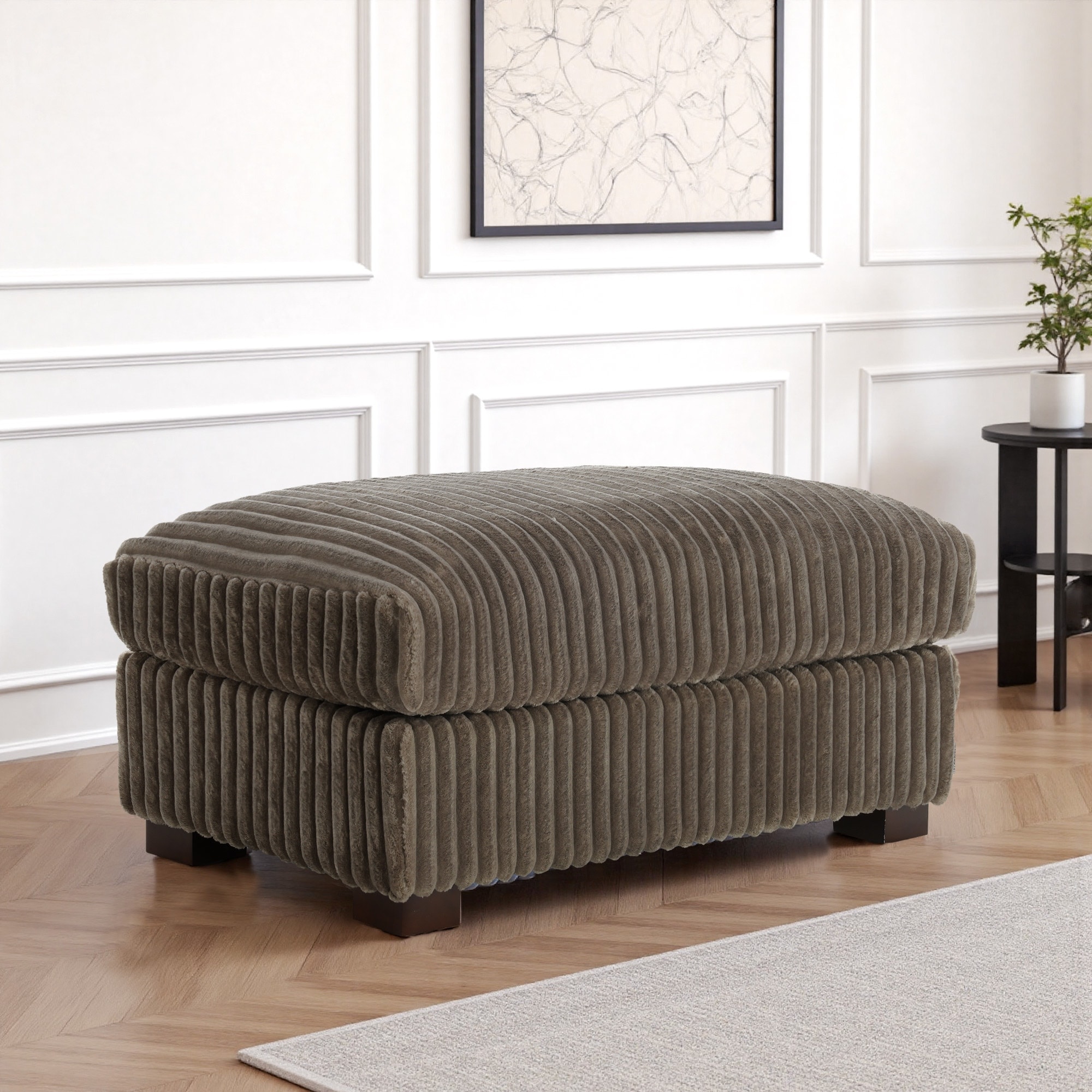 40" W Oversized Rectangle Plush Corduroy Ottoman