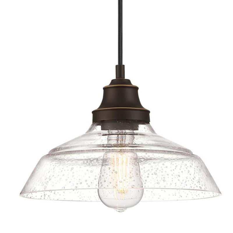 Westinghouse 6116600 Iron Hill 11" Wide Pendant - Oil-Rubbed Bronze / Highlights