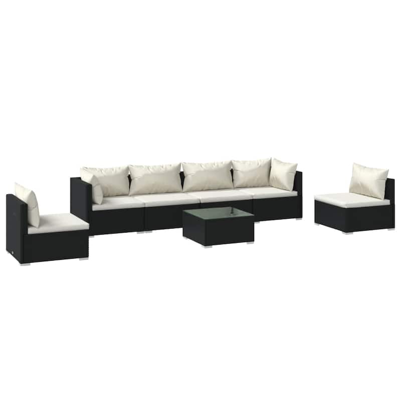 vidaXL Patio Lounge Set Outdoor Sectional Sofa Set Table Garden Poly Rattan - 27.6" x 27.6" x 23.8"
