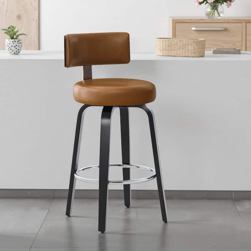 Upholstered Swivel Counter/ Bar Stools with T-Shaped Backrest