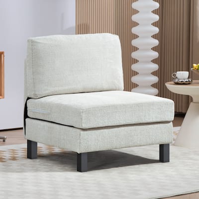 Modular Sofa Middle Module with Chenille Fabric and Thick Cushions for Custom Sofa Configurations - 30.3" W x 30.7" D x 34.6" H