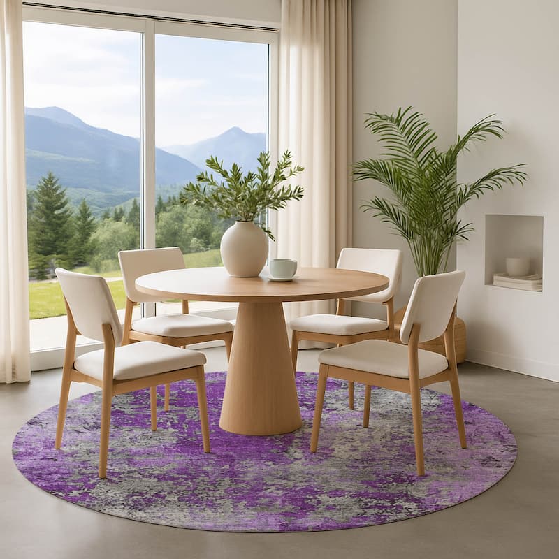 Premium Washable Super Soft Chic Abstract Mayfield Rug - Purple - 8' x 8'