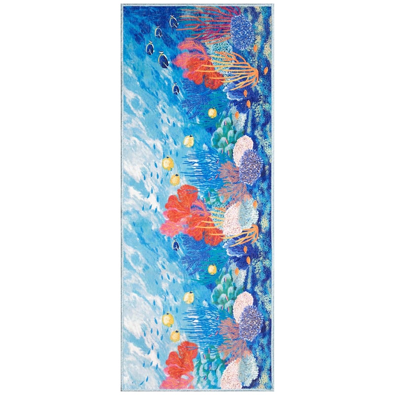Liora Manne Impressions Underwater Indoor/Outdoor Mat - 1'11" x 4'11" - Ocean