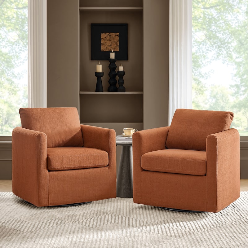Erkenbald Modern 360-Degree Swivel Chair with Removable Slipcover Set of 2 by HULALA HOME