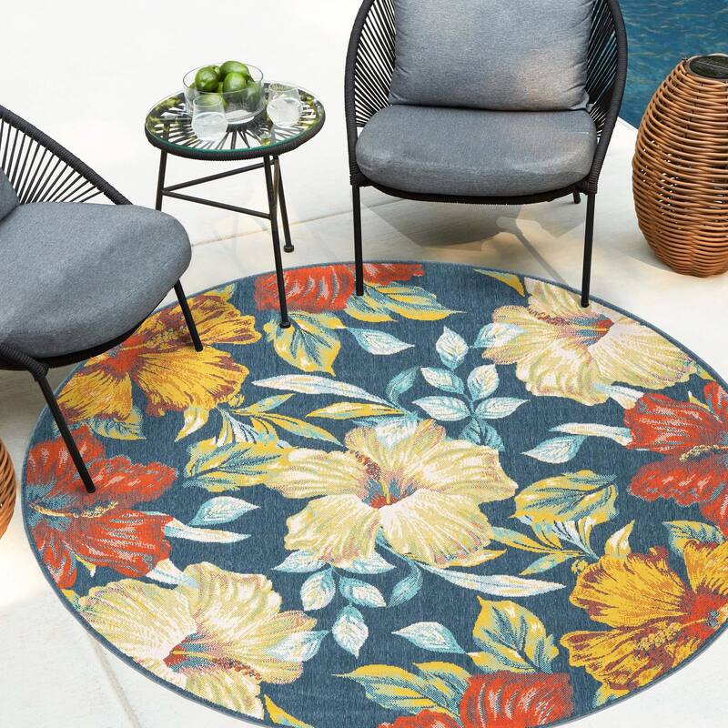 Outdoor Trisha Collection Area Rug - Multi - 4'1" Round