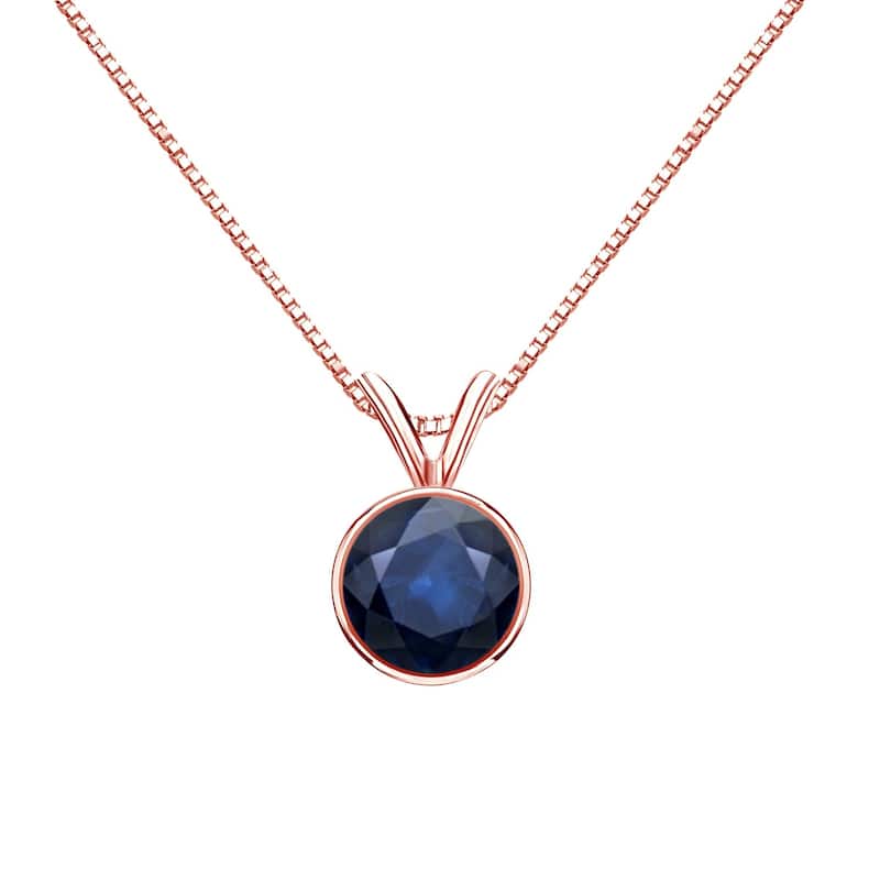 Auriya 14k Gold Bezel-set Sapphire Solitaire Necklace 3/4ctw - Rose