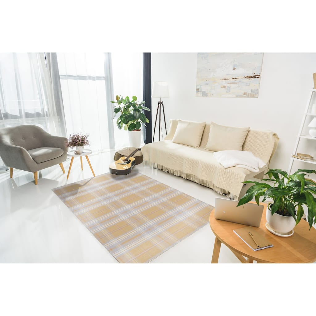 Home Decor EORC Hand-Knotted Wool Florida Rug Elegant Gold Area Rug for Living Room, Bedroom, Office, & Home Décor Timeless