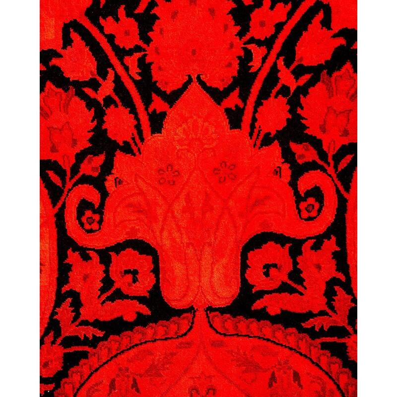 Overton Hand Knotted Wool Vintage Inspired Modern Contemporary Overdyed Orange Area Rug - 6' 0" x 9' 3"