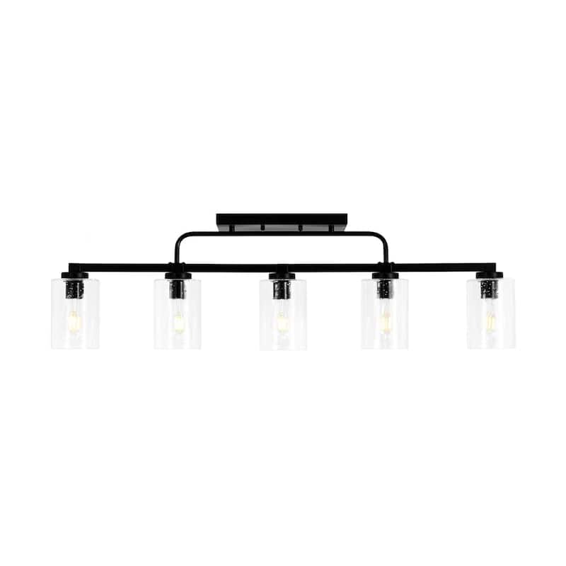 Farmhouse 5-Light Clear Seedy Glass Shade Linear Island Chandelier