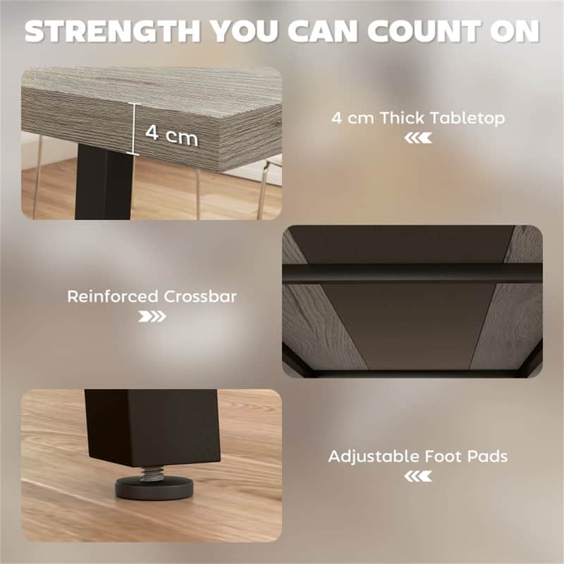 MDF Top and Steel Legs 8 Seater Dining Table Melamine finish - 70.9" W x 33.5" D x 29.5" H
