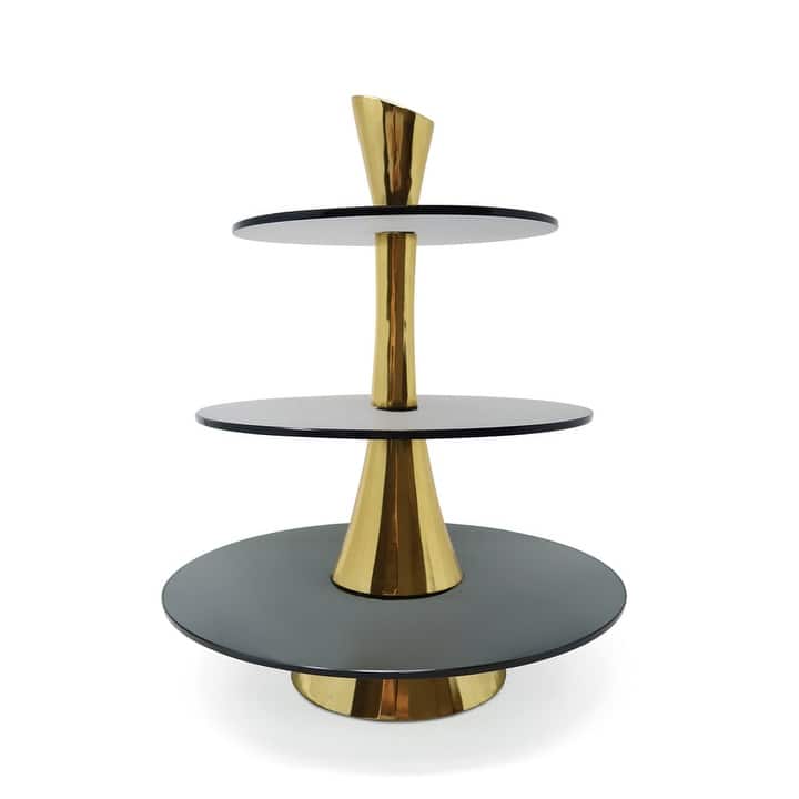 3 Tiered Cake Stand Centerpiece Gold - Gold
