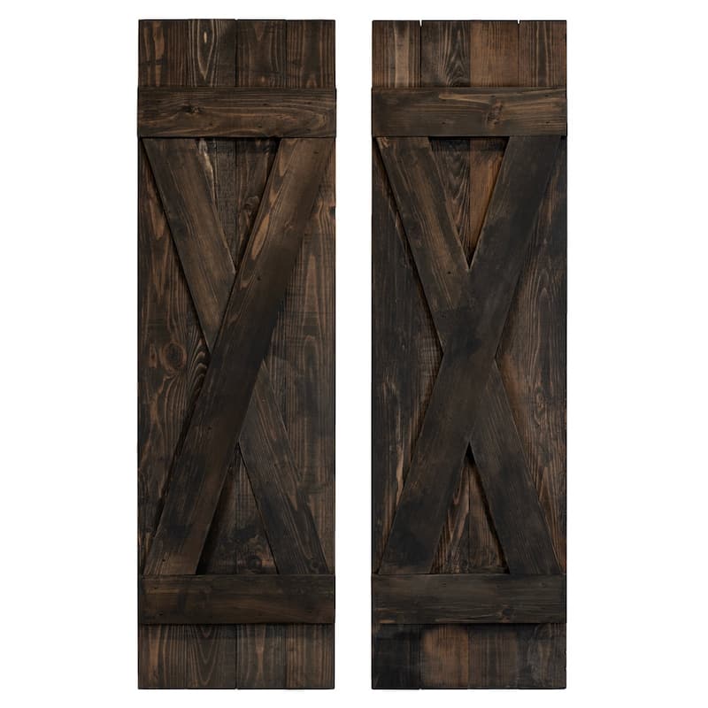 X Board & Batten Exterior Shutters Pair - 48" - Slat Black