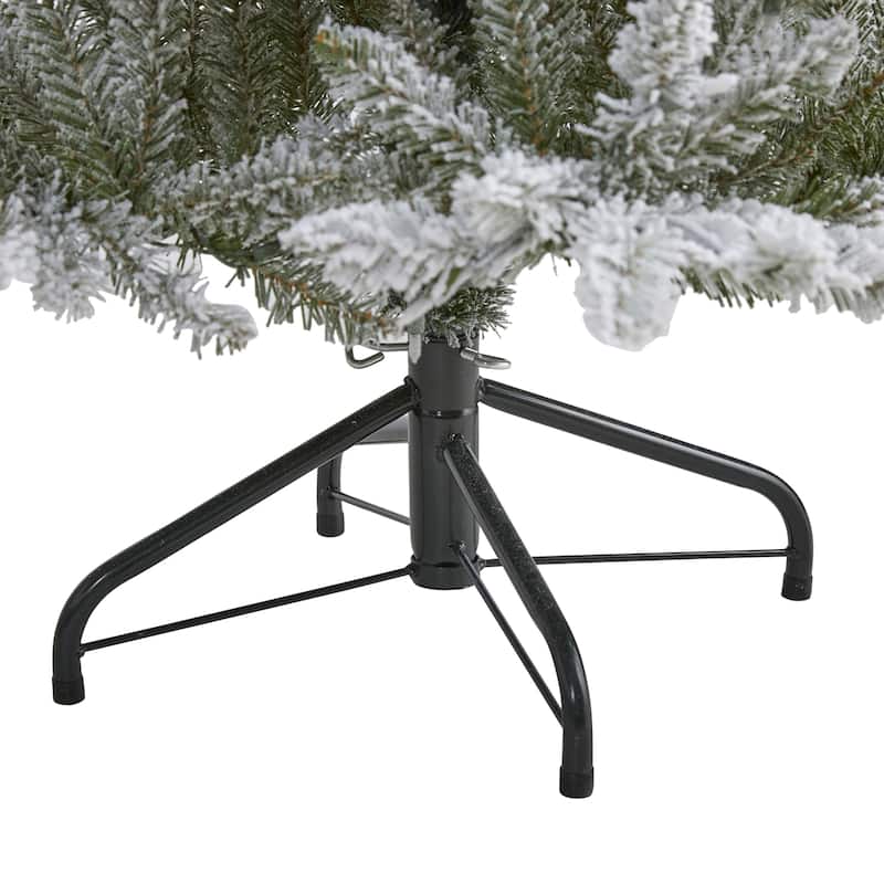 5’ Pre-Lit Flocked West Virginia Spruce Artificial Christmas Tree, Clear LED Lights - 5 Foot