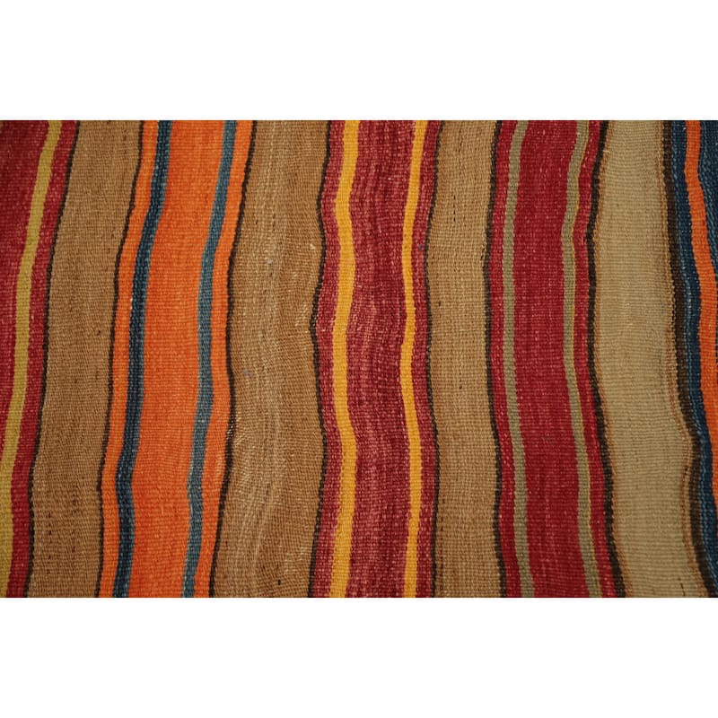 Hand Woven Oriental 100% Wool Carpet Southwestern Tribal Multi-Colored Kilim Area Rug - 7' 1'' X 5' 5''