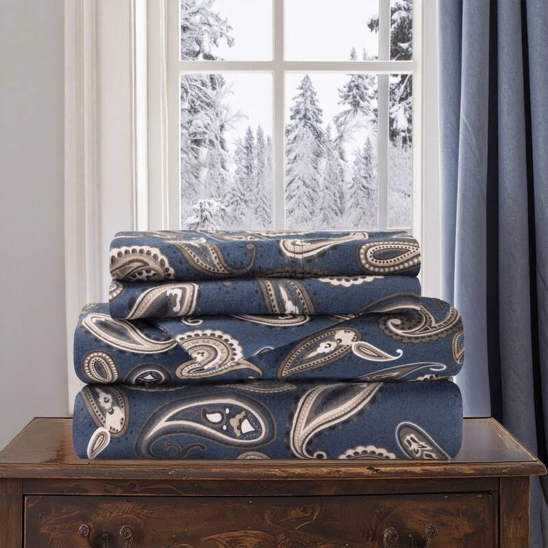 Superior Cotton Flannel Paisley Bed Sheet Set