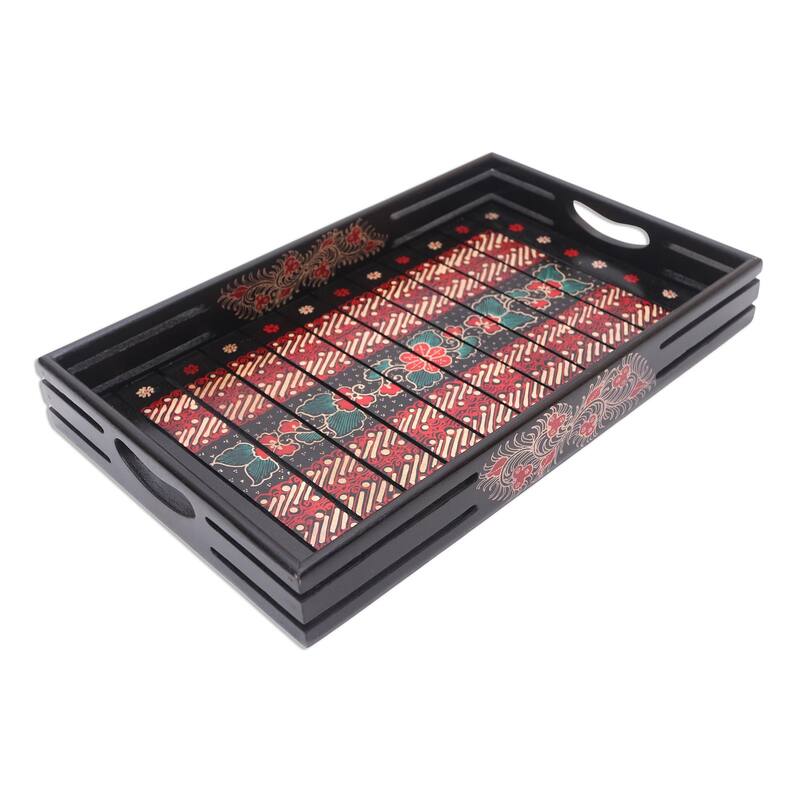 Novica Handmade Kawung Beauty Decorative Wood Batik Tray