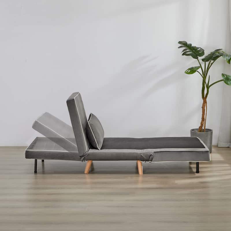 2-Piece Velvet Foldable Sleeper Sofa Chair, Sofa Bed with 3-Position Adjustable Backrest, Quick 10-Second Conversion