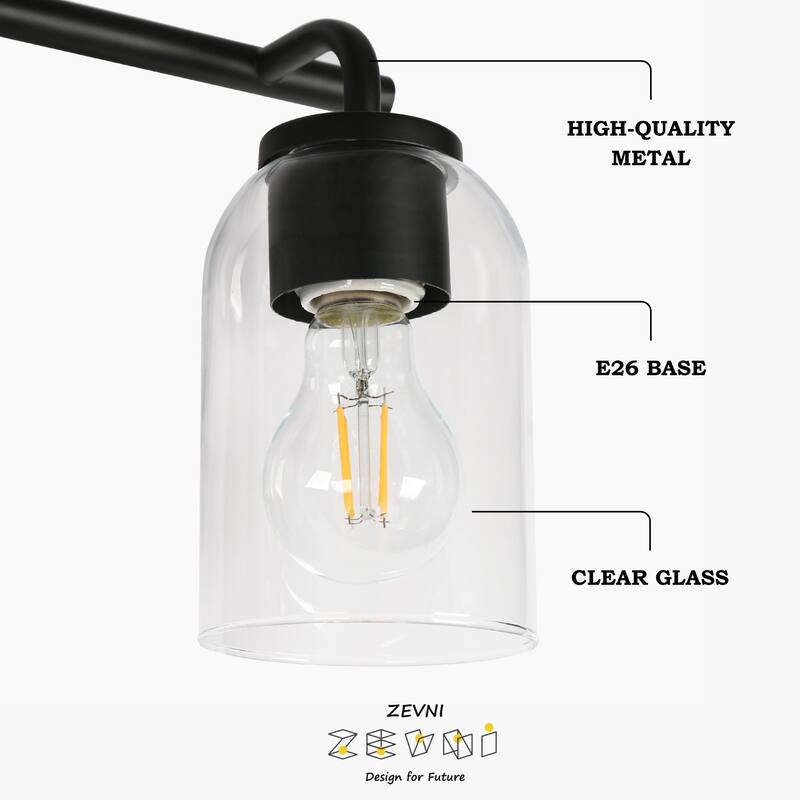 Modern 3-Light Black Gold Linear Bathroom Vanity Light Cylinder Glass Wall Sconces