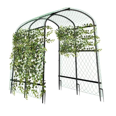 Garden Arch Tunnel Trellis Outdoor Tall Metal Arbor Walkway for Climbing Plants Vines Vegetables Yard Lawn Cucumber