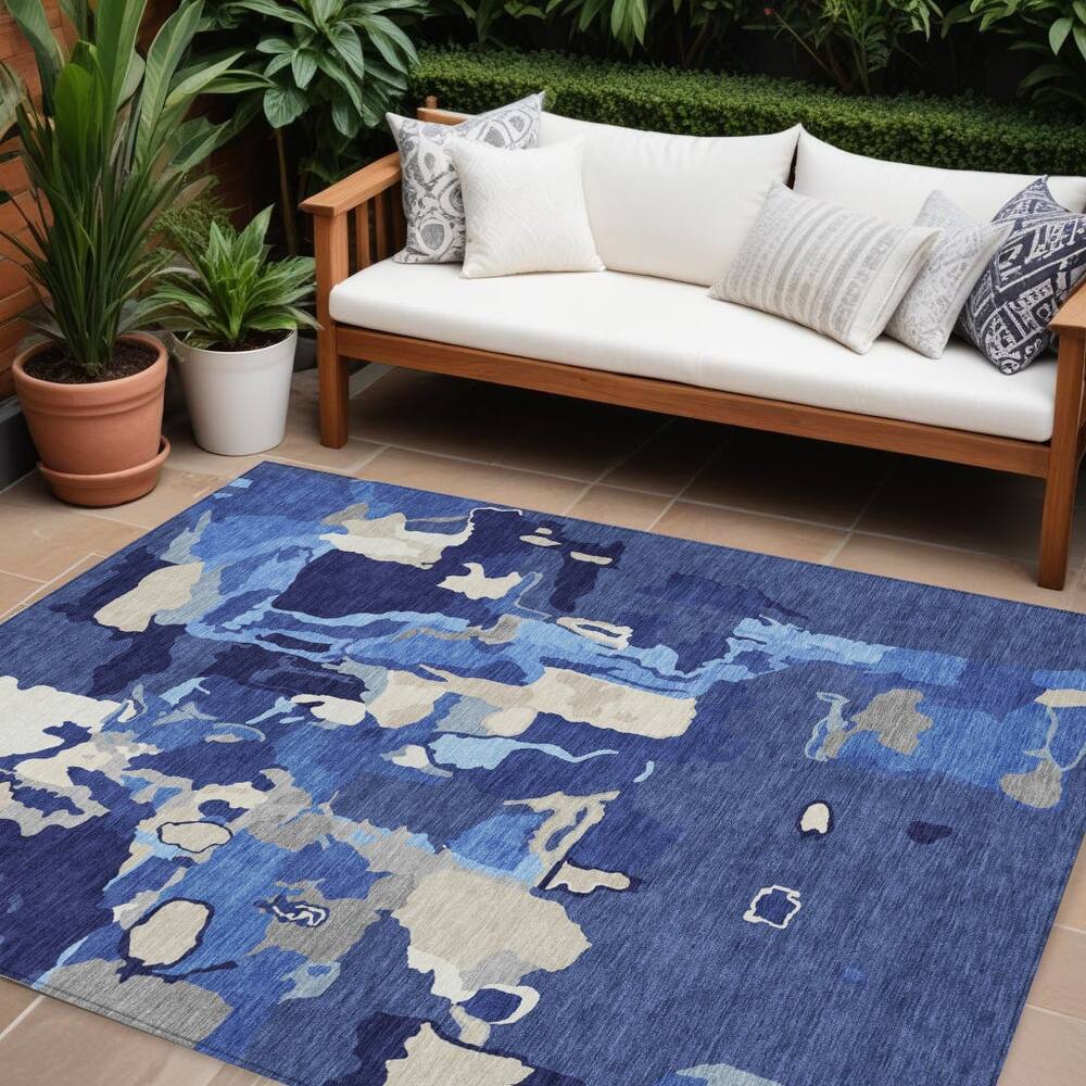 HomeRoots Abstract Transitional Rectangle Outdoor Rug
