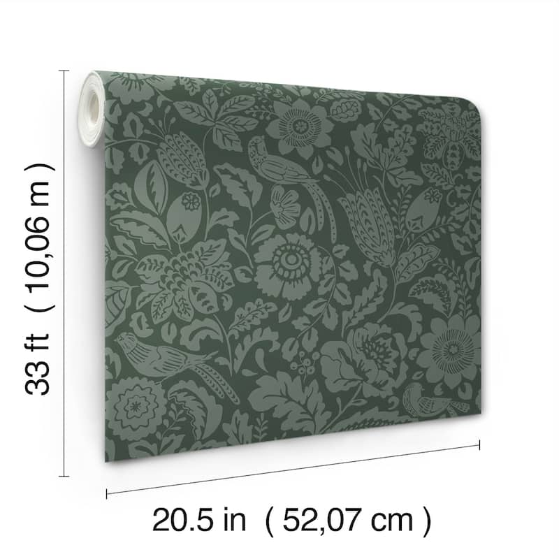 A-Street Prints Marta Green Floral Trail Wallpaper
