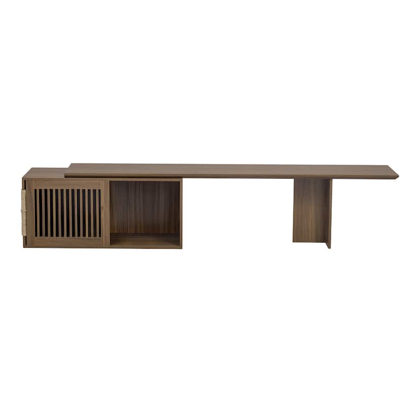 2 in 1 Cat TV Stand Entertainment Center with Extendable Table, Litter Box Enclosure with Cat Scratcher