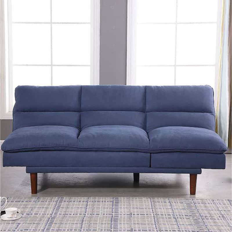 Modern Armless Fabric Blue Sofa Bed Adjustable Folding Sofa - 37.01*76.38*41.73 inches