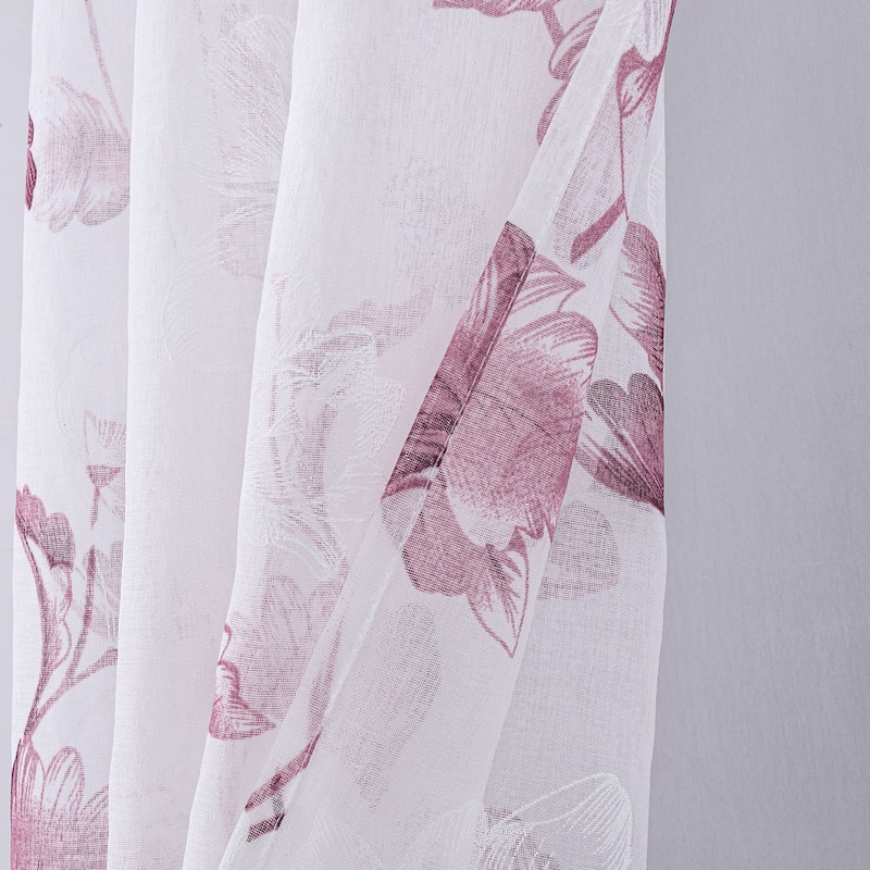 Ellie Floral Sheer Window Curtain Panel 84 inch or 95 inch