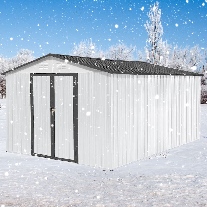 GDFStudio - Ryder Metal Garden Shed 10ft x 12ft Outdoor Storage Shed