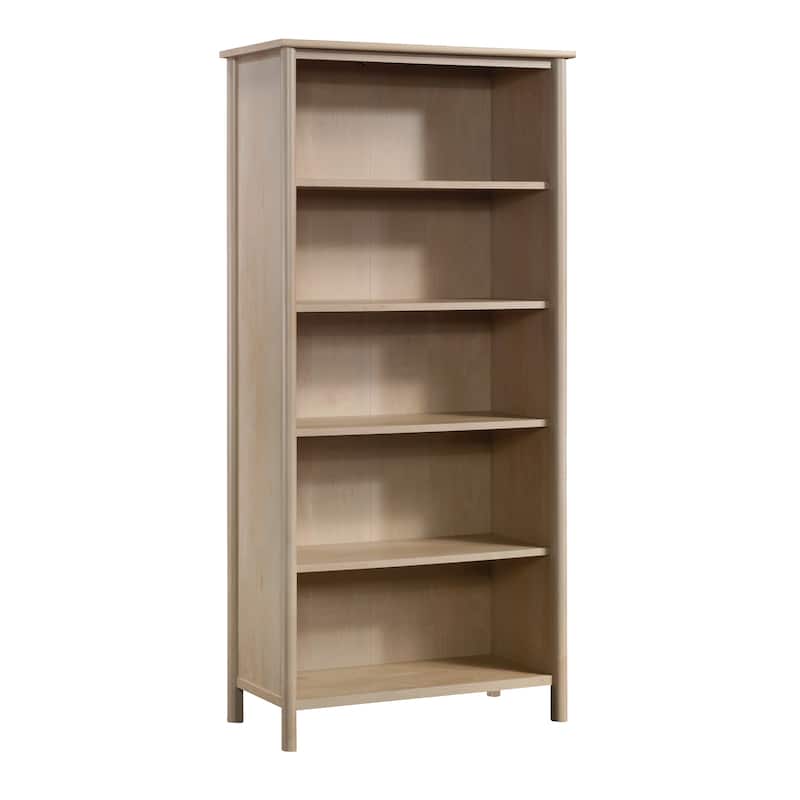 Wood 5-Shelf Bookshelf with Concealed Storage, Brown - 31.50" W x 15.51" D x 66.14" H