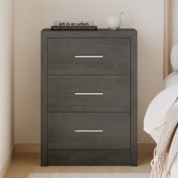 grey 3 drawer dresser TUHOME Kaia 3 Drawers Dresser, Superior Top, Light Gray, CLZ6591 main image 1