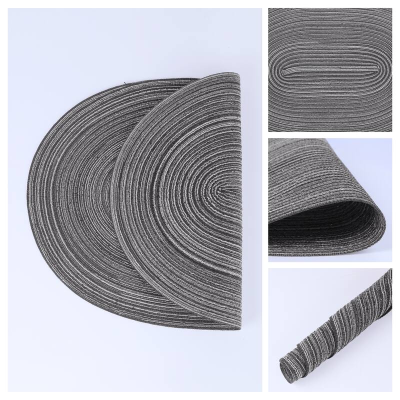 Farmhouse Placemats Set of 6 Oval Placemats for Dining Table Decor - 19.7*14Inch - Gray