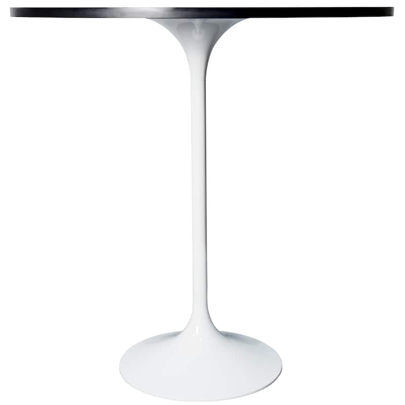 LeisureMod Verve 36" Round Dining Table with MDF Wood TableTop and White Steel Base for Kitchen & Dining Room