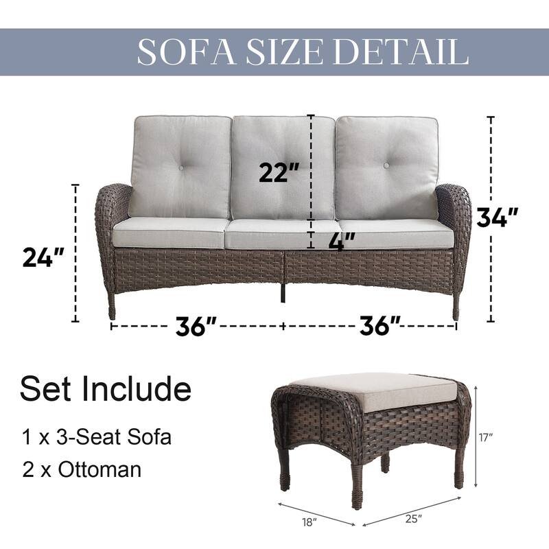 Pocassy Patio Outdoor Sofa Swivel Chairs with Ottman Table Set