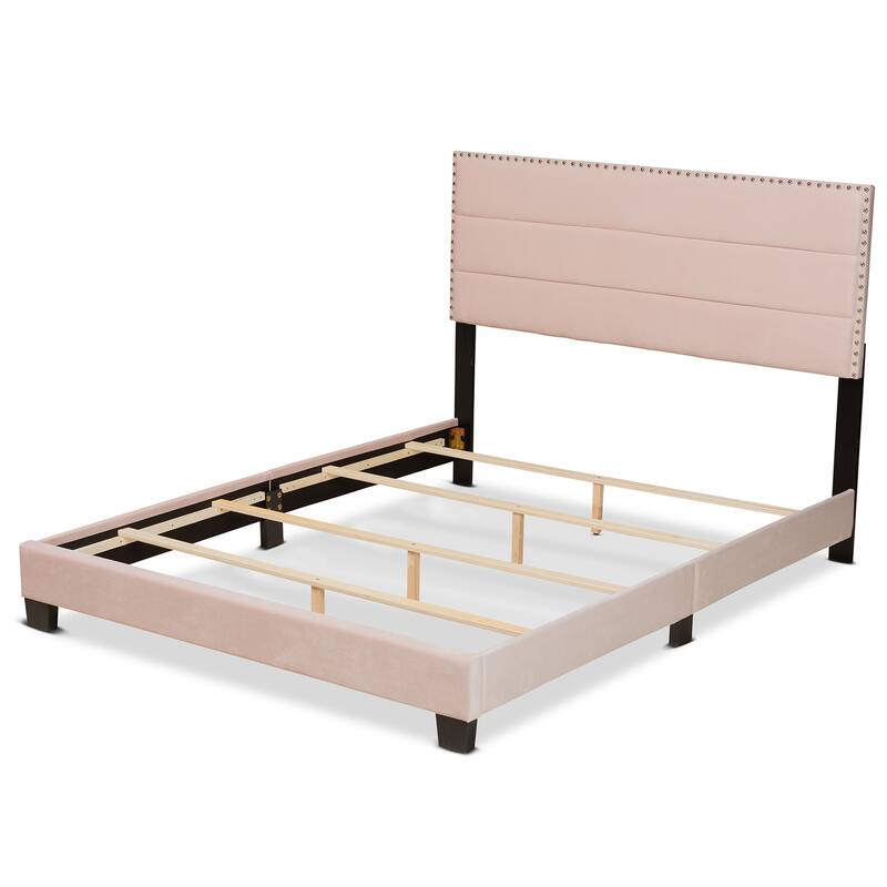 Tamira Modern Glam Velvet Fabric Upholstered Panel Bed