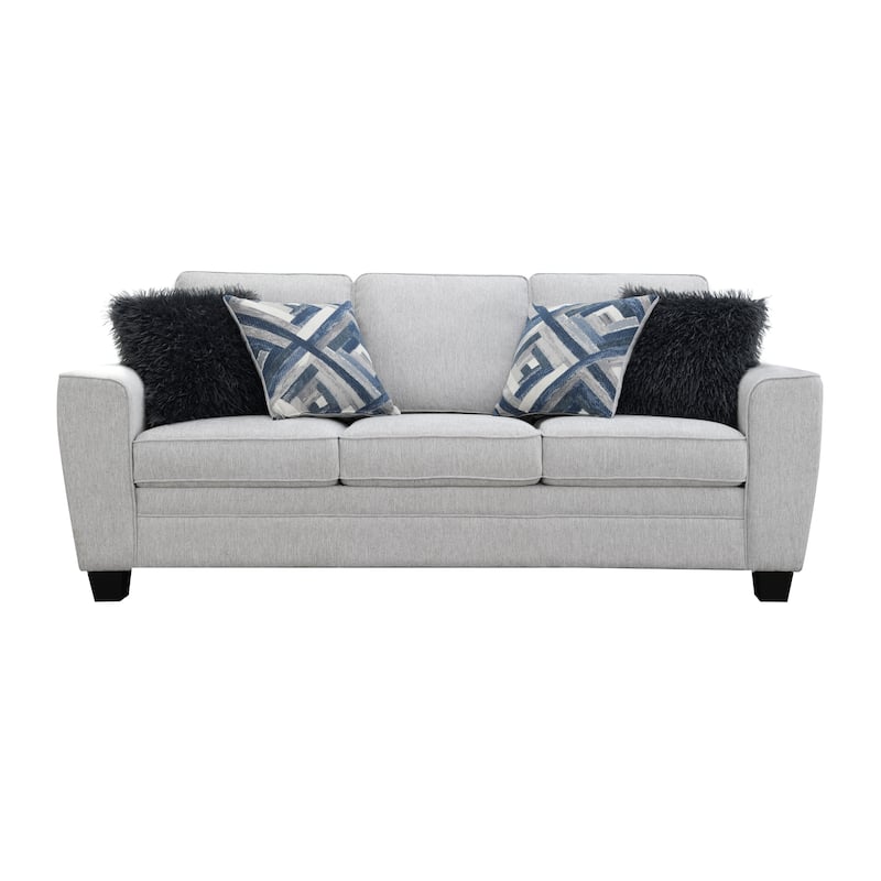 Furniture of America Maevy 2-Piece Taupe Chenille Sofa Set with Accent Pillows