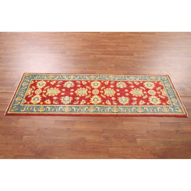 Red Oushak Runner Rug Hand-Knotted Wool Carpet - 2'0" x 5'11"