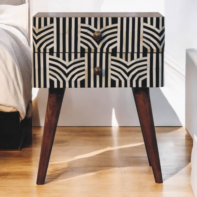 Honey Caramel Edessa Bone Inlay Bedside