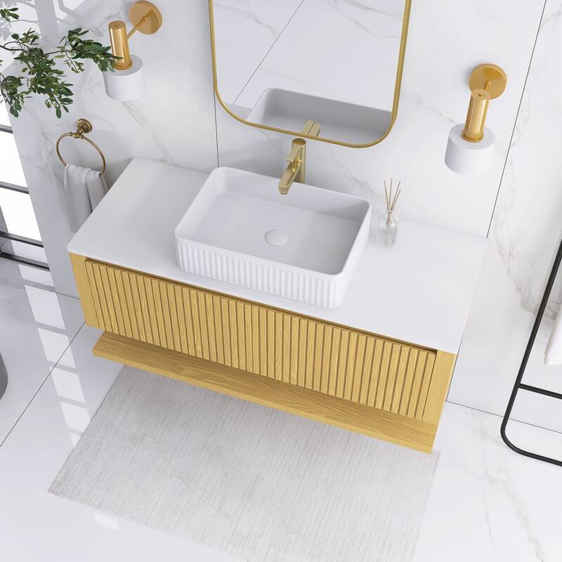 48" Wall-Mounted Bathroom Vanity with Ceramic Sink - 47.64'' x 18.9'' x 20.2''