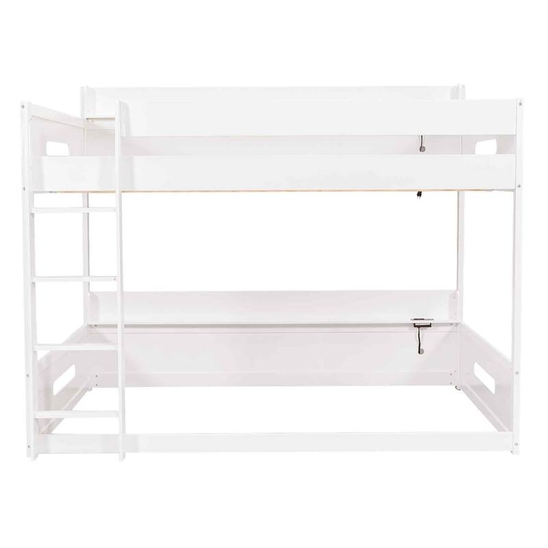 Roomfitters Queen Over Queen Bunk Bed with Storage Shelves and USB Ports
