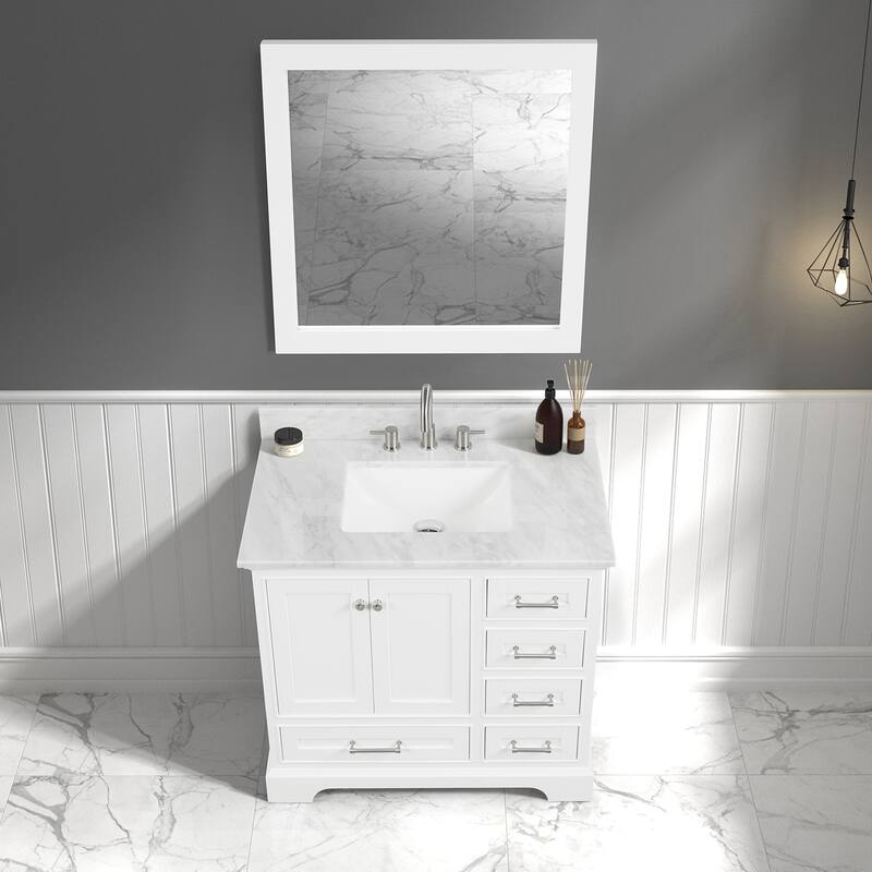 Blossom Copenhagen 36" Bathroom Vanity with Marble Top, Sink & Mirror