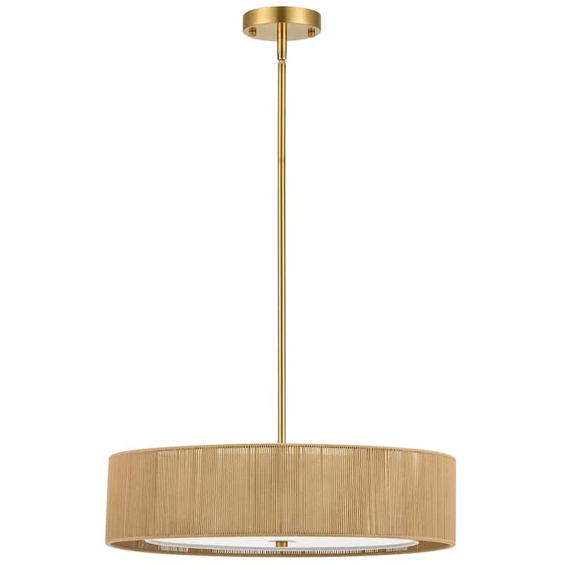 CO-Z 3-Light 20"W Double Drum Fabric Pendant Chandelier