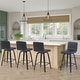preview thumbnail 1 of 78, Skara Mid-Century Swivel Counter Stool, Upholstered Counter Height Chair with Bentwood Legs Set of 4 - Black Faux Leather & Black